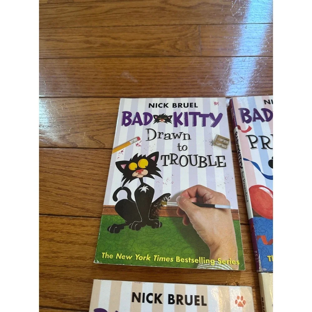 Bundle 4 Nick Bruel‎ Bad Kitty Books Lot Childrens Chapter Books Set of 4